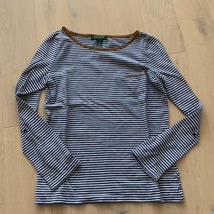 Ralph Lauren Petite white and blue striped tshirt